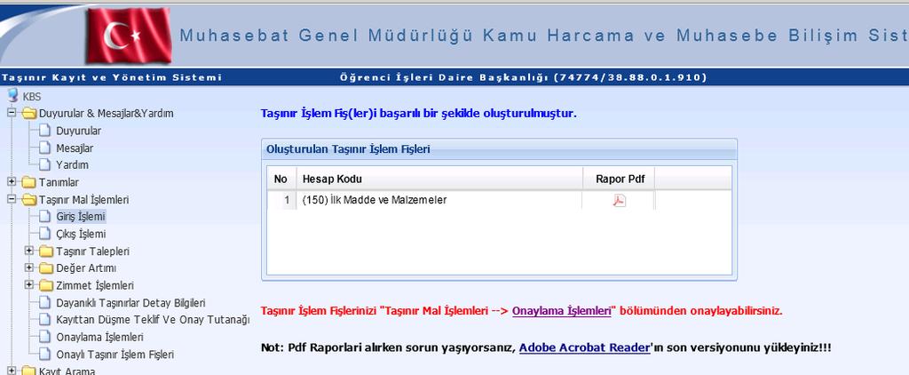 TİF Malzeme Ekleme penceresinden envanter girişi yapılacak malzeme bilgileri girilir ve kaydedilir. Birim fiyatı girilirken virgül (,) değil nokta (.) kullanılır.