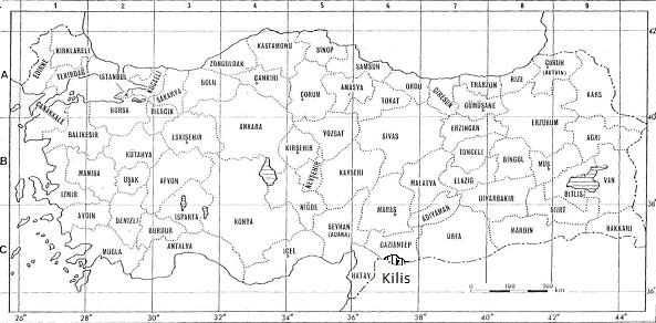 Şekil 3.3. Grid sisteme göre Türkiye haritası 3.2. JEOLOJİ Bölgenin jeolojisi, Maden Tetkik ve Arama Enstitüsünün hazırladığı 1/25.
