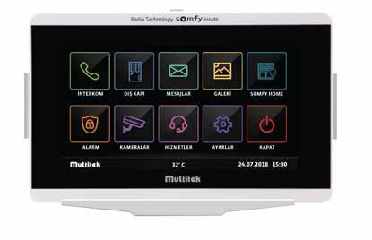Multitek IP İnterkom sisteminde daire monitörü olarak VIP70-SOMFY kullanılır. İhtiyaç duyulan kapı paneli, adaptör gibi cihazlar Multitek IP interkomdan seçilir.