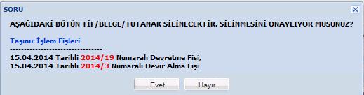 Açılan pencerede Evet butonuna basılır. Butona basıldığında İşleminiz Uzun Sürebilir. Lütfen Bekleyiniz uyarısı çıkar. Bu pencere kapanmadan herhangi bir işlem yapılmaması gerekmektedir.