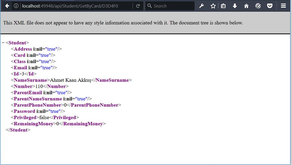 } { } DigiClassDatabase db = new DigiClassDatabase(); return db.student.firstordefault(st => st.card.