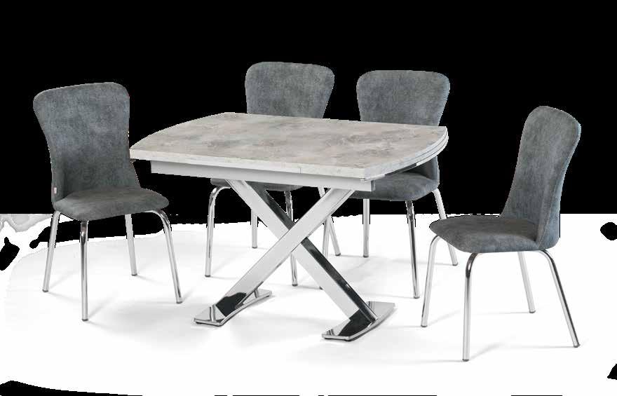 EN 947 TROPİK MERMER TAKIM / TROPIC MARBLE SET MASA - TABLE / Çizilmeye Dayanıklı Scratch Resistant - Kolay Açılabilir Easy to Open - Krom Kaplama Chrome