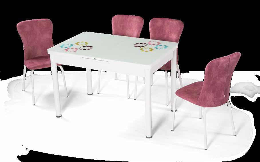 EN 945 PATİLİ MASA TAKIM / PATİLİ SET MASA - TABLE / Temperli Cam Tempered Glass - Kolay Açılabilir Easy to Open - Uzamalı Masa Extended Table - Ayarlanabilir Ayak Adjustable Leg - Statik Boya Static