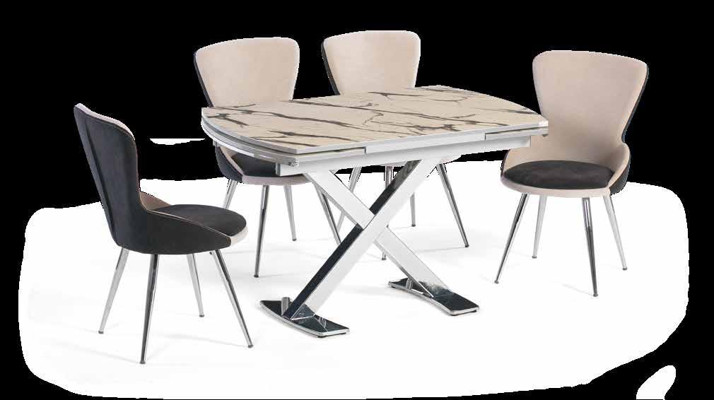 EN 932 AÇIK MERMER TAKIM / WHITE MARBLE SET MASA - TABLE / Lamiglos Özellikli Lamiglos Feature - Isıya Dayanıklı Yüzey Heat Resistant Surface - Çizilmeye Dayanıklı Scratch