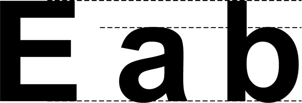 Şekil 3. Majiskül miniskül harf yüksekliklerinde oran 5. Üst ve Alt Boşluklar Alfabedeki B, E, F, H, S, Y, K harfleri alt ve üst boşlukları bırakan iki bölümden oluşmaktadır.