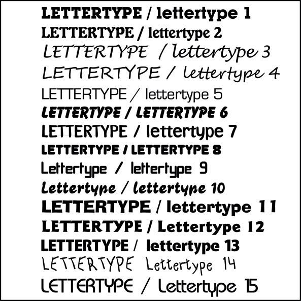 Şekil 7. Yazı stillerindeki farklı örnekler Alfabe içinde, sözcüğün tanınmasına yardımcı olan baskın harfler, alt ve üst uzantıları olan harflerdir.