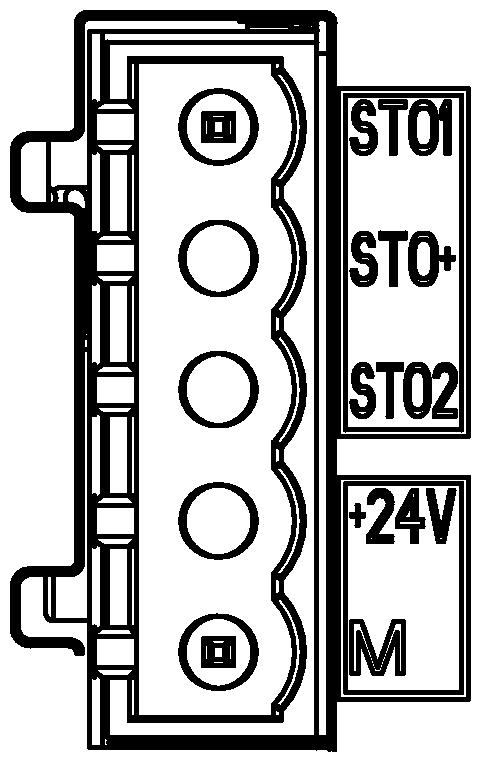 4.4 24 V güç kaynağı/sto 24 V güç kaynağı/sto arabirimi için pin düzenlemesi aşağıdaki gibidir: Arabirim Sinyal adı Açıklama STO 1 Safe torque off kanal 1 STO + Safe torque off için özel güç kaynağı