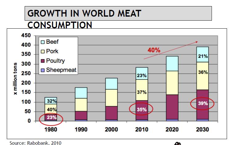 ET ÜRETİMİ VE ORANLARI Dünyada kanatlı eti üretimi, diğer etlere oranla daha fazla