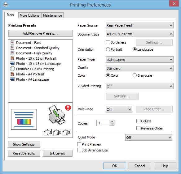 Uygulama Bilgileri Windows Yazıcı Sürücüsü Kılavuzu Windows yazıcı sürücüsü için yardım mevcuttur.