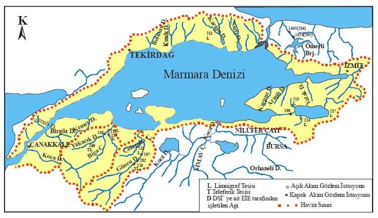 1993, Beşiktepe vd. 1994, Okay ve Ergün 25). Bu akarsulardan en önemlisi ve en yüksek sediment taşıma kapasitesine sahip olan güneyde Kocasu Nehridir (Şekil 1.4).