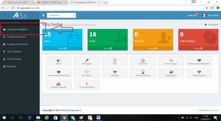 3- Laboratuvarınızın sayfası açılacaktır, açılan