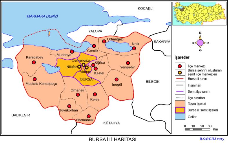 4.6 GAYRİMENKULÜN BULUNDUĞU BÖLGENİN ANALİZİ 4.6.1 Bursa İli Bursa, Marmara Bölgesi'nin Güney Marmara bölümünde yer almaktadır.