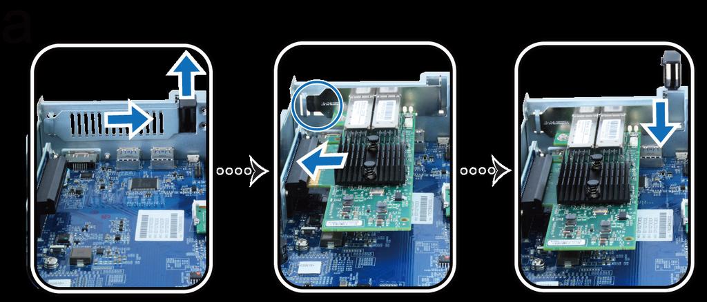 RackStation'a Ağ Arabirim Kartını Ekleme RackStation sunucunuz bir PCIe x8 eklenti ağ arabirim kartını destekler.