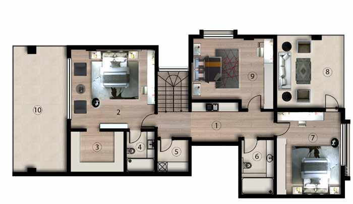 4+1 BAHÇE DUBLEKS DAİRE KAT PLANI ÜST KAT PLANI ALT KAT PLANI ÜST KAT BÖLÜM BRÜT m² BÖLÜM BRÜT m² 1 HOL 18,32 m² 1 ANTRE