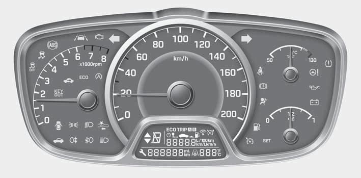 Aracınızın özellikleri GÖSTERGE PANELİ Benzinli Motor 1. Takometre 2. Motor hararet göstergesi 3. Yakıt seviyesi göstergesi 4. Hız göstergesi 5. Sinyal lambası göstergeleri 6.
