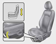 Aracınızın güvenlik özellikleri OBA033004 Koltuk yükseklik ayarı (sürücü koltuğu için) (varsa) Koltuk yüksekliğini değiştirmek için, kolu yukarı veya aşağı itiniz.