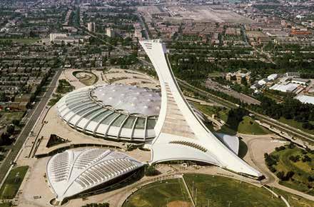 MİMARİDE STADYUMLAR Stadyum mimarisinden çarpıcı örnekler Montreal Olimpiyat Stadyumu 1976 Montreal Olimpiyatları için Fransız mimar Taillebert tarafından tasarlanan stadyumda membran hareketli çatı