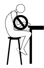 RİSKLİ OTURMA POZİSYONLARI Sandalyede çok yüksekte oturmak (bel ve boyun incinmesi), Başın öne eğilmesi, (Boyun incinmesi) Bel desteği olmadan oturmak (Bel ağrısı)