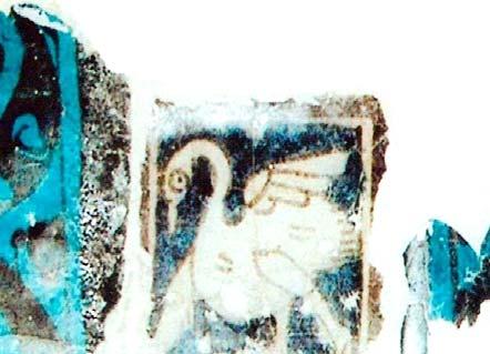 Katalog No : 67 Envanter No : Bulunduğu Yer Sergilendiği Yer : Antalya Aspendos Sarayı : Antalya Müzesi Kullanılan Teknik : Sıraltı Analiz : Kare biçimindeki bir çini üzerinde yönü sola tarafına