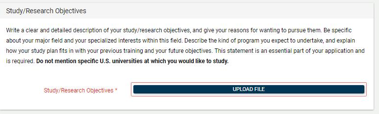 ESSAYS & RESUME/CURRICULUM VITAE 19 Study/Research Objectives kısmına gelecek ile ilgili planlarınızı içeren bir belge yükleyiniz.