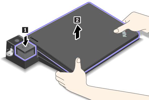 Bağlantı istasyonunu bilgisayarınızdan ayırmak için aşağıdakileri yapın: Not: ThinkPad Basic Dock, sistem kilidine sahip değildir. 1.
