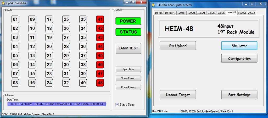 3.4. ISPSIM YAZILIMINDA HEIM-48 SIMÜLE ETMEK ISPSIM Yazılımından HEIM-48 menusu başlığı altında Simülatör butonu tıklanarak alt menüye giriş yapılır.