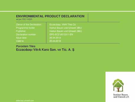 EU Ecolabel ertificate NSAI has awarded the EU Ecolabel licence number IE/21/001 to: Vitra Karo Sanayi Ve Ticaret A.S. Eskisehir Yolu, km.