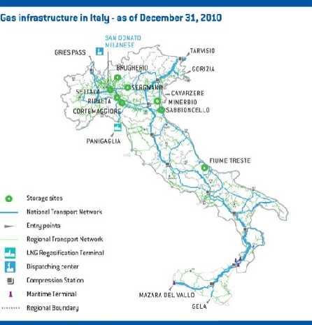 İtalya da Neler Oluyor? İtalya da transit hat bulunmuyor İtalya da günlük giriş kapasitesi, günlük azami gaz talebinin 2.
