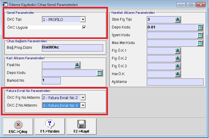 ÖKC Genel Parametrelerin Tanımlanması Şirket Bilgileri Modülü Servis İşlemleri Sabit Tanımlar Parametreler Genel Parametreler Ödeme Kaydedici Cihazlar Genel Parametreleri bölümüne girilir.