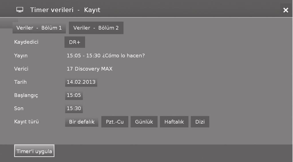 TV izleme Diğer EPG işlevleri E Programlar hakkındaki ek bilginin açılması 1 / / / düğmesine basarak programları seçin. 2 p düğmesine basın.