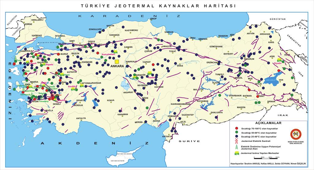 Türkiye, yüzeye doğal olarak boşalan sıcak su kaynakları (Şekil 2 B, C) ve bazı sahalardaki fümerol çıkışlarıyla (Şekil 2 D) kaynak zenginliği bakımından