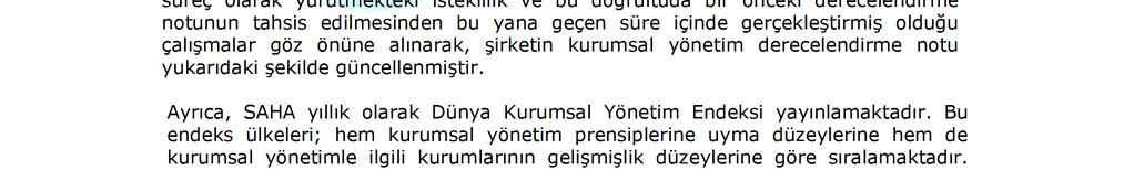 yönetimle ilgili kurumlarının gelişmişlik düzeylerine göre sıralamaktadır.