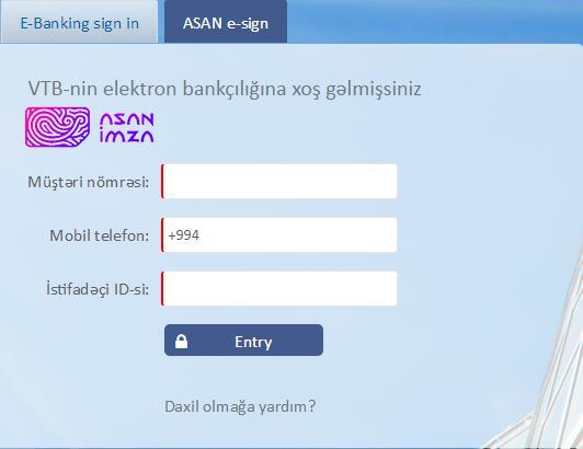 Bankçılıq xidmətinin aparılması haqqında Müqaviləni imzalamaq lazımdır. 1.3. Bankın saytında İnternet Bankçılıq düyməsini aktivləşdirin https://online.vtb.az/ 1.4.