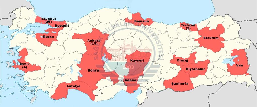 AFİLİYE OLDUĞUMUZ HASTANELERİN TÜRKİYE DAĞILIMI 1) SOMALİ MOGADİŞU TÜRKİYE EĞİTİM