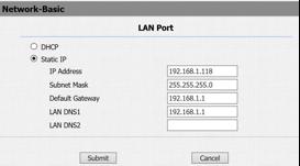 Kapı Açıldı ses tonunu buradan yükleyebilirsiniz. 3.3. IP Adres Ayarları Web arayüzü üzerinden Network seçeneğini seçip Network ayarlarını yapılandırabiliriz. 3.3.1.