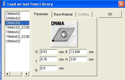 veri tabanında bulunmayan kesici takımlar ise daha önceden oluşturulan kesici takım modeli (Define a new tool)