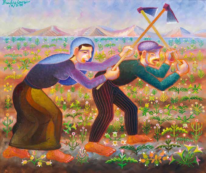 kağıt üzeri akrilik imzalı, 37 x 30 cm., 1998 acrylic on canvas paper 3.500-5.