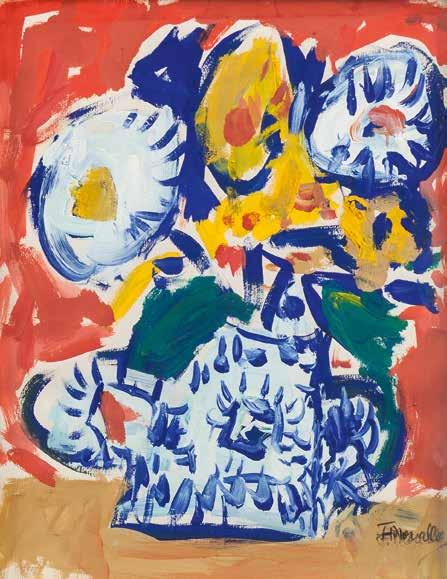 Vase de Fleurs 1960'LI YILLAR Jazz 1956 46 Fikret Mualla (1903-1967) Vase de Fleurs kağıt üzeri guaj imzalı, 30 x 23 cm., 1960'lı yıllar gouache on paper 14.000-18.000 TL 2.335-3.