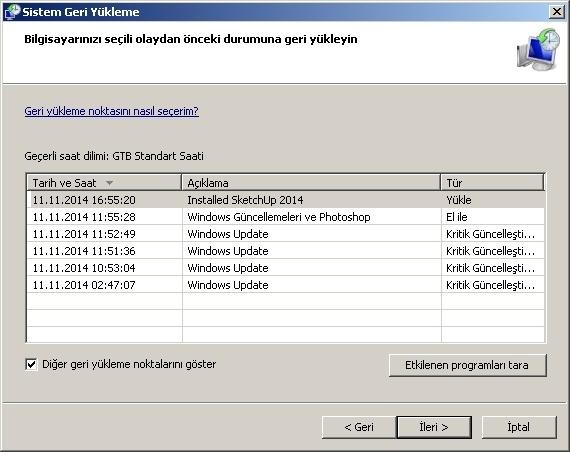 Sistem geri yükleme Windows 'un donanım ve yazılım ayarlarını önceki bir zamana döndürmek için kullanılan bir yöntemdir.