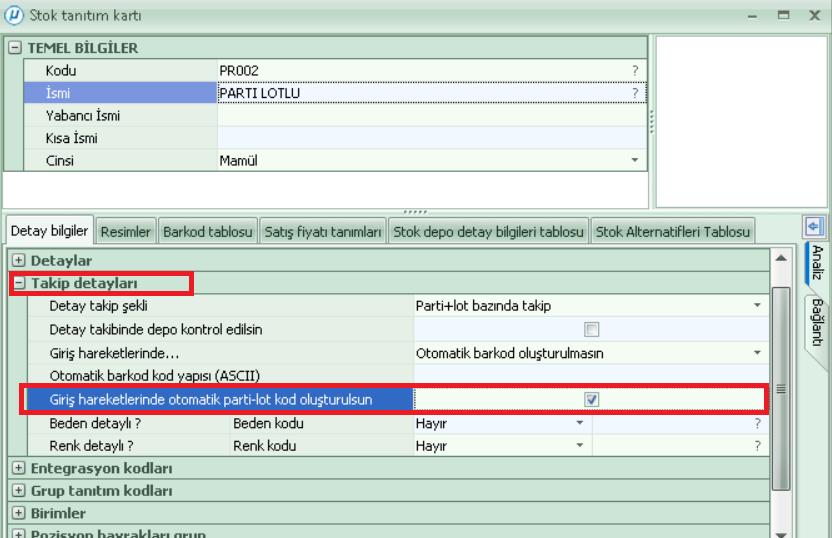 parametrelerinde (091730) altta yer alan ekranda bulunan