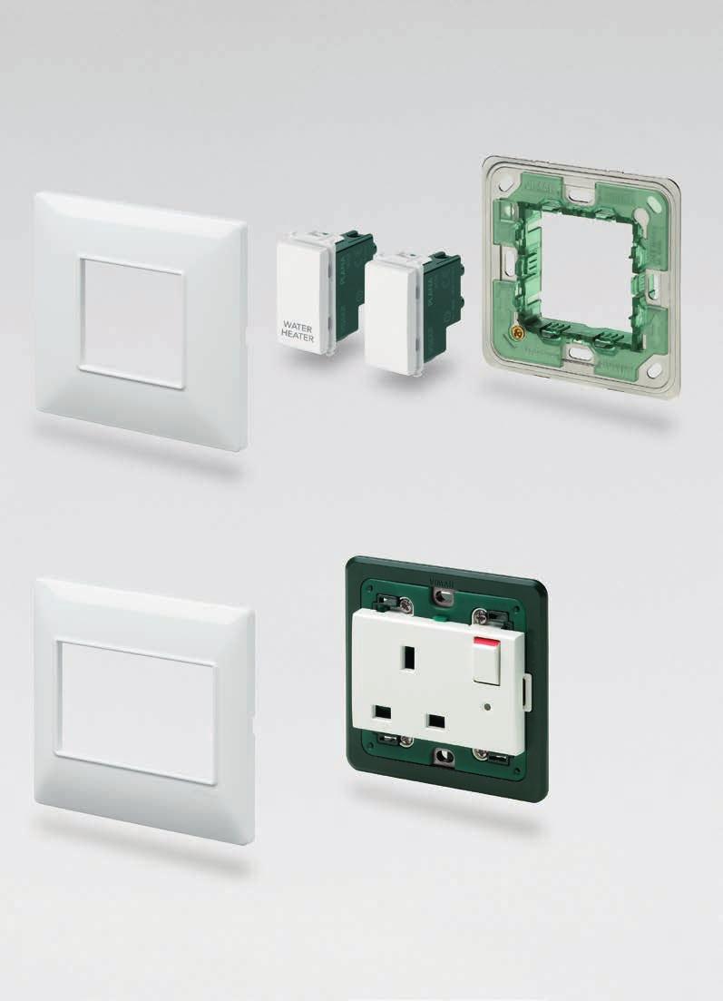 İngiliz standardı için genel özellikler Modüler cihazların kurulumu Kapakları değiştirilebilen butonlar 1 ve 2 modüllü, simgeleri ışıklı ve kapakları değiştirilebilen butonlar.