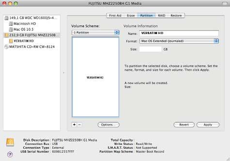 Verbatim Sabit Diskinizi MAC OS X altında bölümlere ayırma 1. Disk Utility bölümünü açın. Bu, Applications > Utilities kısmında bulunabilir. 2. Partition sekmesine tıklayın.