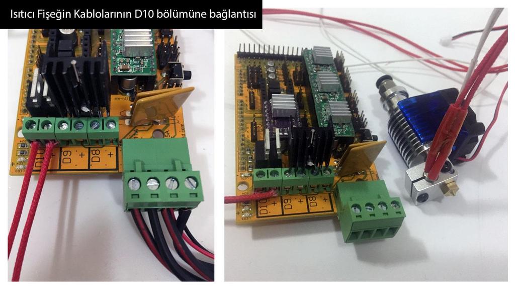 D9 numaralı alana basılan ürünlerin soğutulmasında kullanılan fanların bağlantısı yapılır. Fanların bağlantısında fanın artı ve eksi uçlarına dikkat edilmelidir.