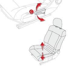 Ayarlar İleri - geri Sırtlığın eğimi Yükseklik (yalnızca sürücü koltuğu) 3 F A kumandasını kaldırınız ve koltuğu öne ya da