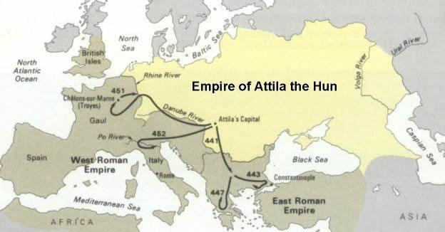 geniş çaplı ve derin incelemelere göre, Bulgar Türklerinin günümüz Doğu Türkmenistan Güney Özbekistan bölgesinden, Attila Hunlarının ise kuzeyden, Aral Gölü ve Yukarı İdil (günümüzdeki ismi Volga)