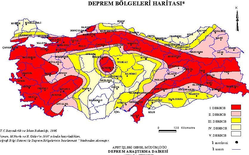 Fethiye ilçesinin deprem durumu İnceleme alanını kapsayan Muğla ili, Fethiye ilçesi "Bayındırlık ve İskân Bakanlığı na ait ve Bakanlar Kurulunun 18.04.