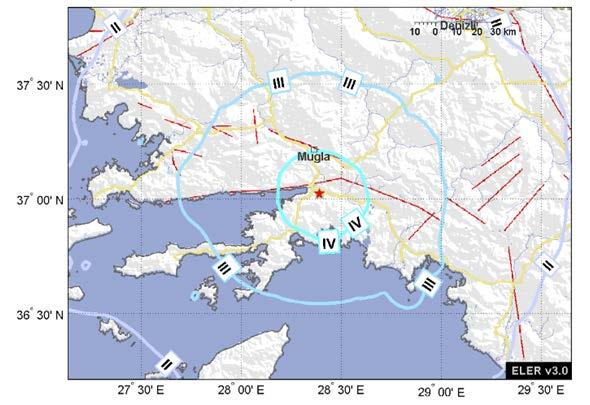 Deprem Muğla merkezde IV şiddeti ve yakın ilçelerinde III şiddeti