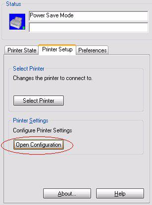 Yazıcı Kurulumu sekmesini seçin, Configuration (Yapılandırma) düğmesini tıklatın ve ardından Maintenance Menu'yü (Bakım