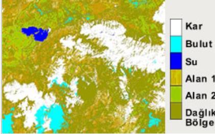 UZAKTAN ALGILAMANIN BİLEŞENLERİ Görüntü İşleme Sınıflandırma Aşağıdaki şekilde Bursa, Uludağ Bölgesi'nin