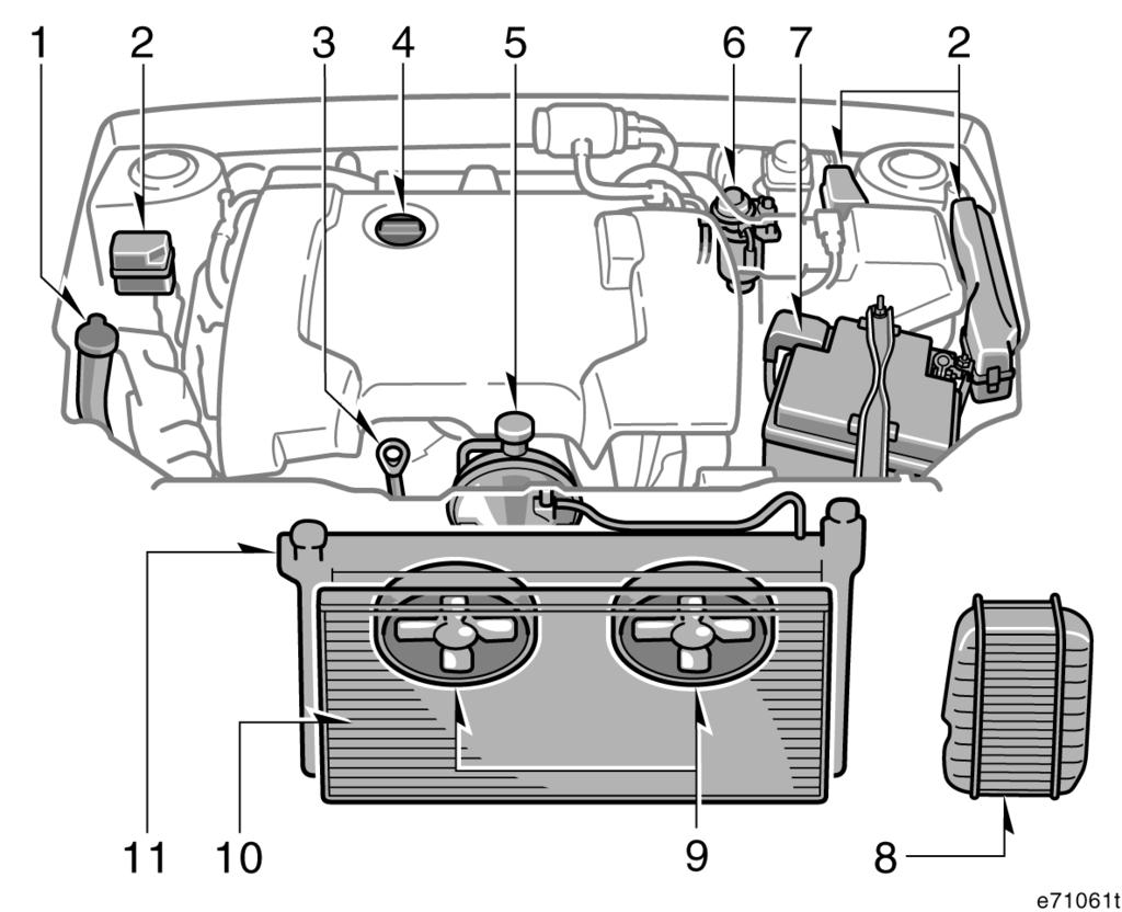 1CD-FTV motor 1. Ön cam ve arka cam yýkama suyu deposu 2. Sigorta kutusu 3. Motor yaðý seviyesi ölçme çubuðu 4.